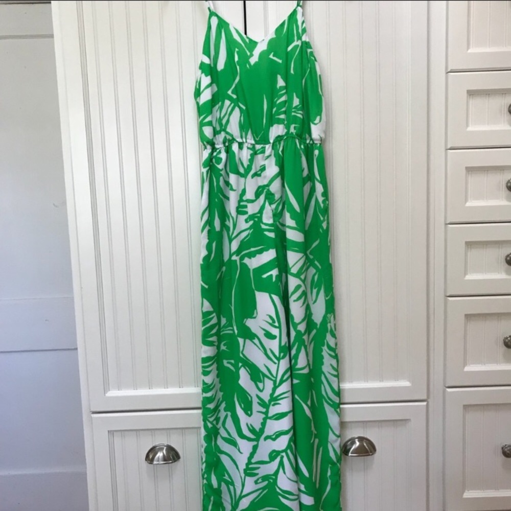 Lilly Pulitzer wide leg green and white jumpsuit